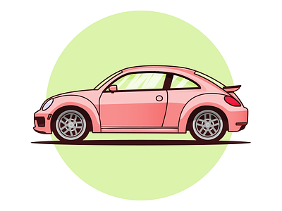 VW Beetle 2018 beetle car flat illustration pink sticker vector volkswagen