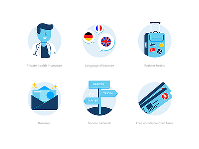 Social Opportunities Icons airline doctor flat icons minimal plane ticket travel