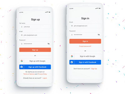 Sign up | Sign in | App concept