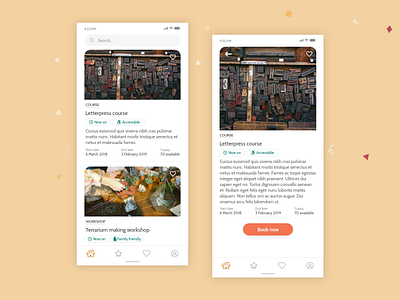 Courses and workshops app concept app appconcept card card design card details course app course booking designinspiration digital event booking event listing events app mobile app mobile ui ui uxdesign uxui web design