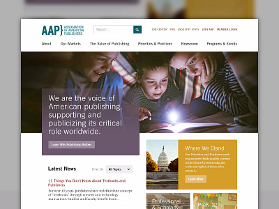 Association of American Publishers block content books grid homepage invisionapp library made with invision publishing reading ui web design
