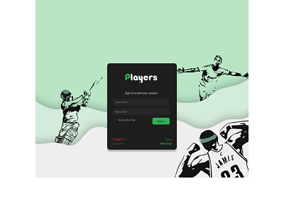 Players App Login asthetic user interface