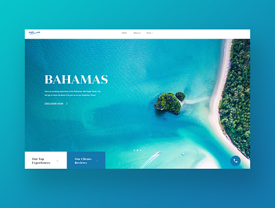 Agency travel website agency bahamas beach blue clean design minimalist travel unsplash ux uxdesign vacation web website website concept website design xd xd design