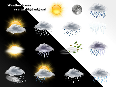 Realistic Weather Icons clouds graphic icon icons illustration interface moon realistic weather icons sun ui weather