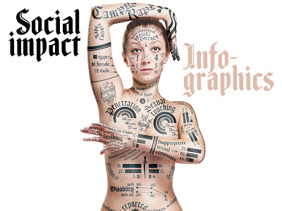 Social Impact Infographics body calligraphy dashboard data infographics model social impact stats tattoo type typography ui