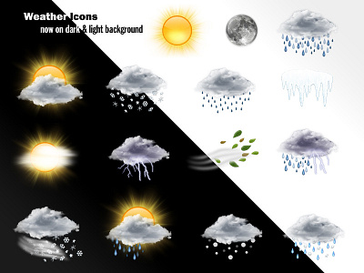 40 Realistic Weather Icons Set clouds graphic icons illustration interface moon icon realistic weather icons sun icon ui weather icon