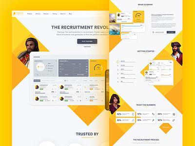 Owiwi - Discover the next evolution in recruitment branding dashboard design gamification hiring product softskills software tool ui ux web website yellow