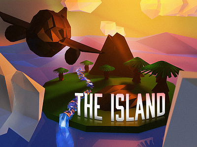 The Island 3d cinema4d illustration lights lowpoly mountain palmtree tree water