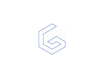 The Grid cube design grid isometric logo outline shape web