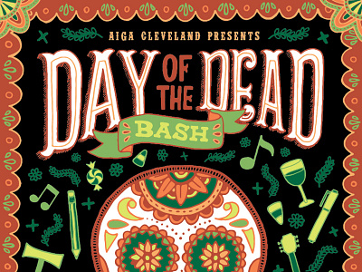 Day Of Dead Header aiga border cleveland day of the dead halloween hand drawn party poster