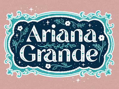 Ariana Grande cute hand lettering hearts name pink stars typography vintage