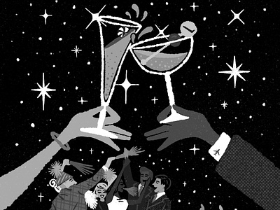 Retro New Years Eve Cocktails 50s 60s cocktails illustration mid century mid century modern party retro stars vintage