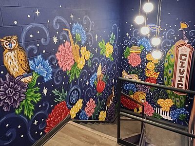 First half of stairwell mural
