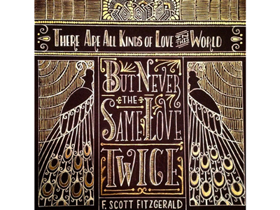 F. Scott Fitzgerald Quote About Love art deco gatsby gold handlettering lettering love peacocks sketch