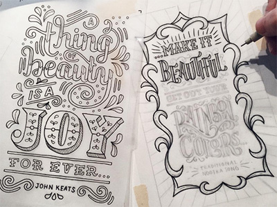 Coloring Book Phrases; WIP handdrawn handlettering joy lettering micron quote sketch wip