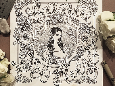 Lana del Rey calligraphy floral handlettering illustrator lana del rey ldr letter lettering music type typography vintage