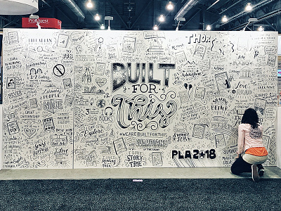Live Mural at PLA 2018 black and white illustration ink lettering library live mural mural public art typography