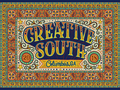 Rug art in Procreate for Creative South circus colorful creative south details georgia handlettering illustration lettering pattern procreate rug textile
