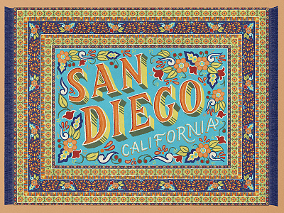 San Diego Magic Carpet california colorful decorative lettering pattern rug san diego textile tropical