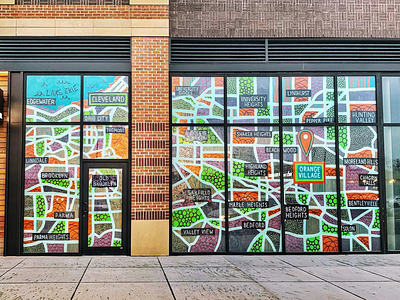 Map of Cleveland Mural map mural painting pattern window display