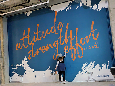 Textured Gym Mural Design attitude blue effort gym mural orange paint splatter strength texture work out