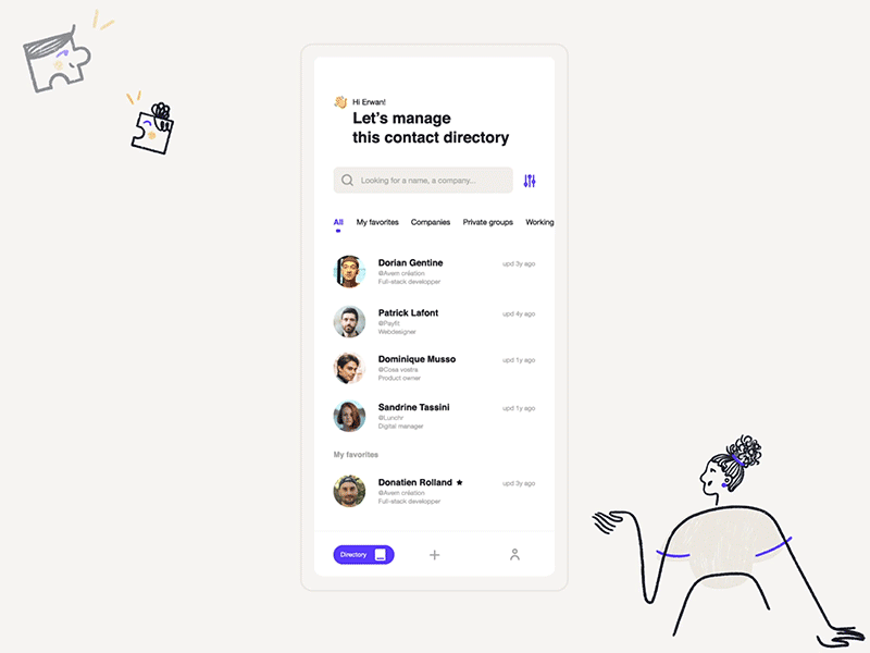 Saas directory #3 - Folk animated app app design application brand identity concept contact content design gif gif animation icon illustration ui ux