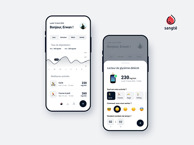 Medical app. - Sangté #1 activity app blood pressure brand identity branding design emoji emojis icon illustration logo medical medical app medicine minimal ui ux