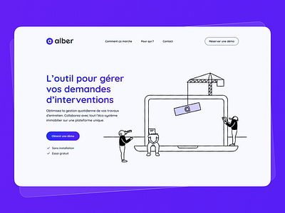 Domestic work #3 - alber app branding graphic design illustrations landingpage logo platform site ui ux