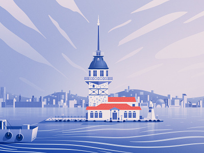 Istanbul Landscape Illustration boat city illustration istanbul kız kulesi landscape sea seaside vector