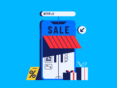 Online Store app design discount flat illustration mobile online sale shop shopping store vector website