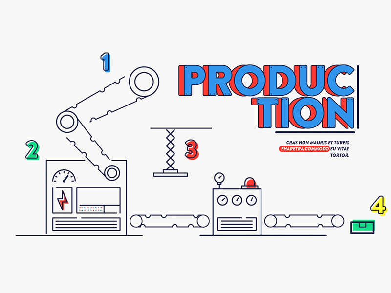 Step by Step Production animation design factory flat illustration motion production typography