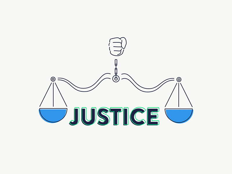 Justice animation design flat illustration justice motion typography