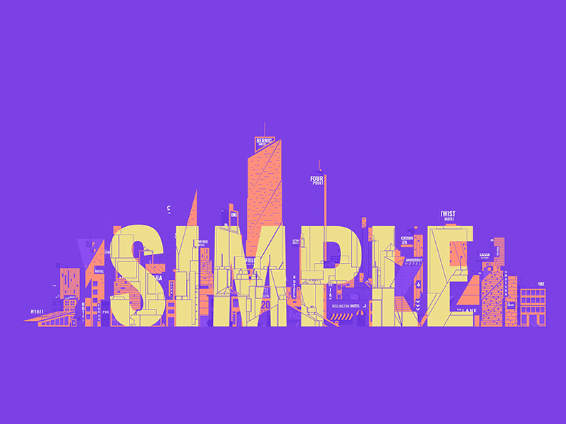 Chaotic Big City animated gif animation big city buildings chaotic city flat illustration landscape motion text titles typography