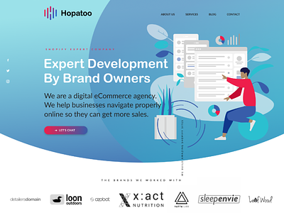 Hopatoo index page redesign concept agency design figma illustration marketing agency minimalism ui ux web design