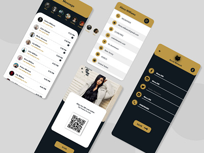 Social Networking App Screens app app design chat design details message mobile app mobile design modern ui network profile qr code social social media social network ui