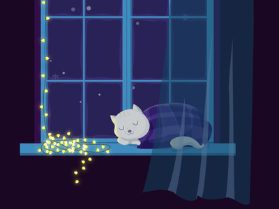 Animation Cat is sleeping on the window by MOTIOHEAD on Dribbble