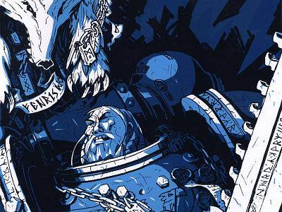Hero 02: Space Wolf hero illustration print screenprint space marine space wolf versus