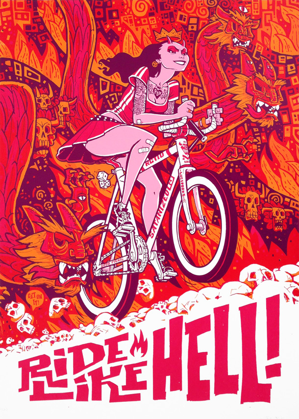 Bike of hell. Велосипед арт. Велосипед принты. Велосипед поп арт. Графический дизайн байки.
