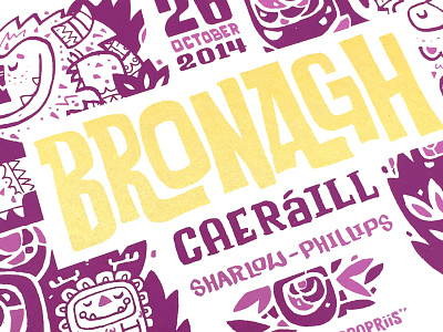 Bronagh Card Detaild announcement birth card gold illustration screenprint type