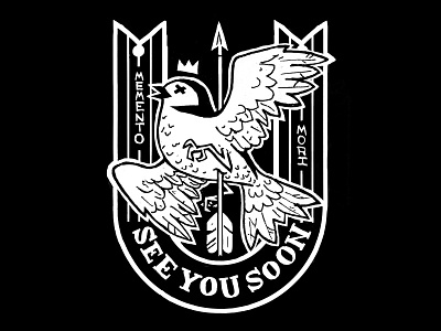 See You Soon badass bird death mori patch punk typography