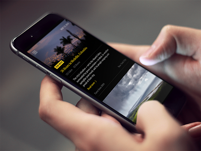 Travel App article black feed travel view yellow