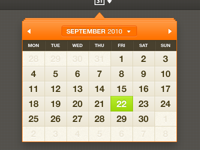 Calendar calendar dropdown orange