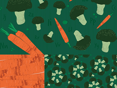 Broccoli carrot collection illustrator line pattern surfacedesign vegtables