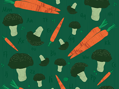 Broccoli carrot collection illustrator line pattern surfacedesign vegtables