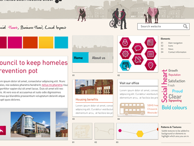 Style tile for a housing website corporate friendly housing psd style tile web