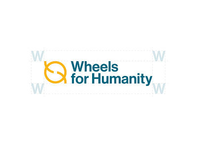 Final Logo - Wheels for Humanity branding brands logo mark non profit teal typography yellow