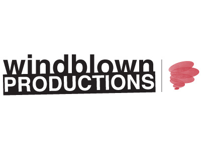 Windblown Productions black graphic design helvetica logo red texture tornado type typography