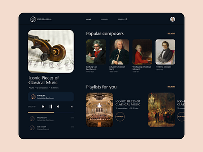 "Your classical" - Music player UI design clean design flat minimal music player music player ui player player ui ui uiux ux web web design website
