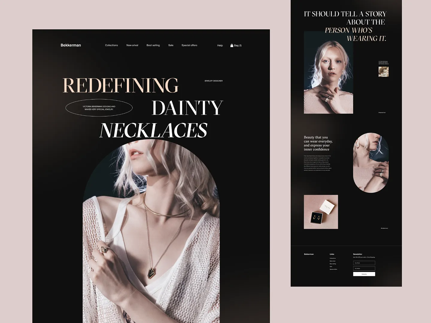 Elegant Jewelry Website Design: Bekkerman's Dainty Necklaces