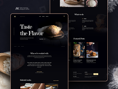 Taste the Flavor bread website design flat hero landing ux web website